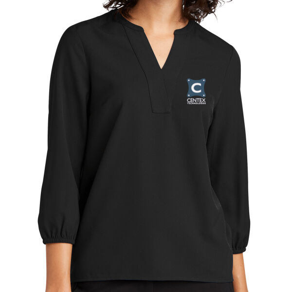 Centex Technologies Embroidered - Women's Stretch Crepe 3/4 Sleeve Blouse Thumbnail
