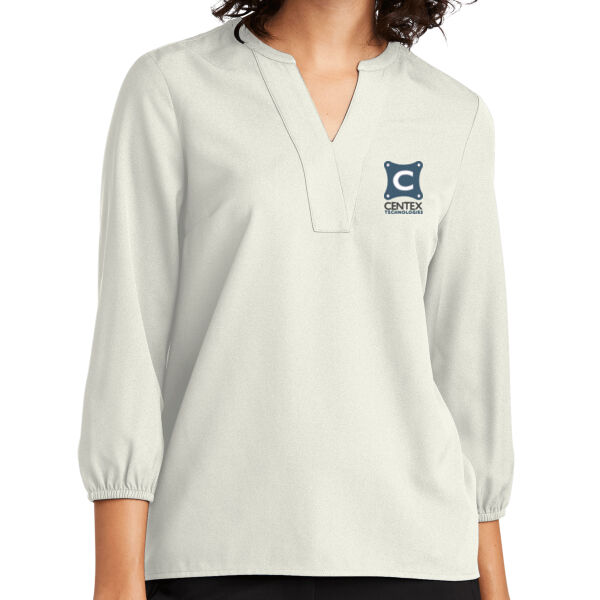 Centex Technologies Embroidered - Women's Stretch Crepe 3/4 Sleeve Blouse Thumbnail